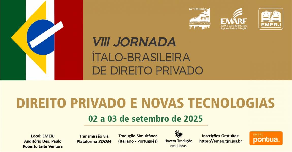 Banner da VIII Jornada Ítalo-Brasileira de Direito Privado