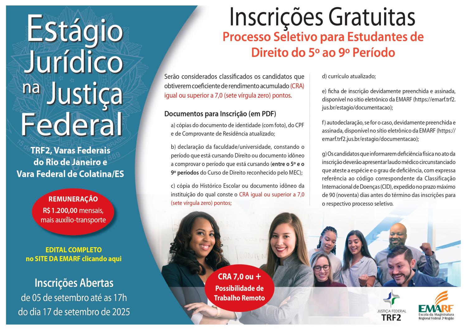 Cartaz do Estágio Jurídico na Justiça Federal