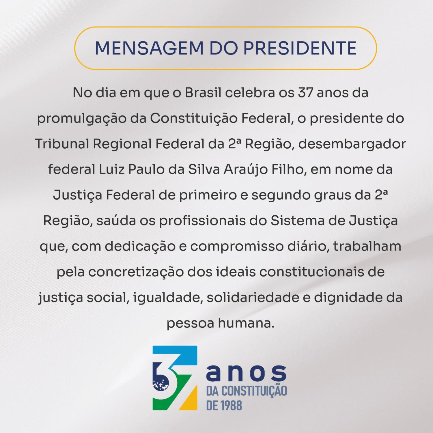 Mensagem do presidente do TRF2