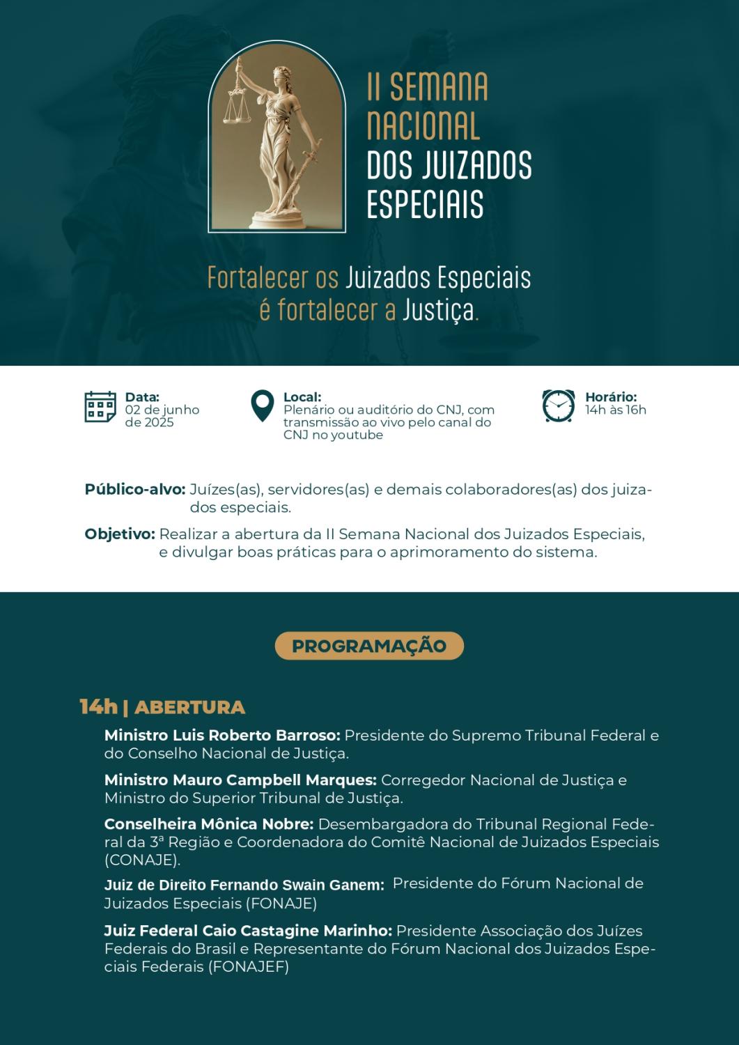 Programação da II Semana Nacional dos Juizados Especiais