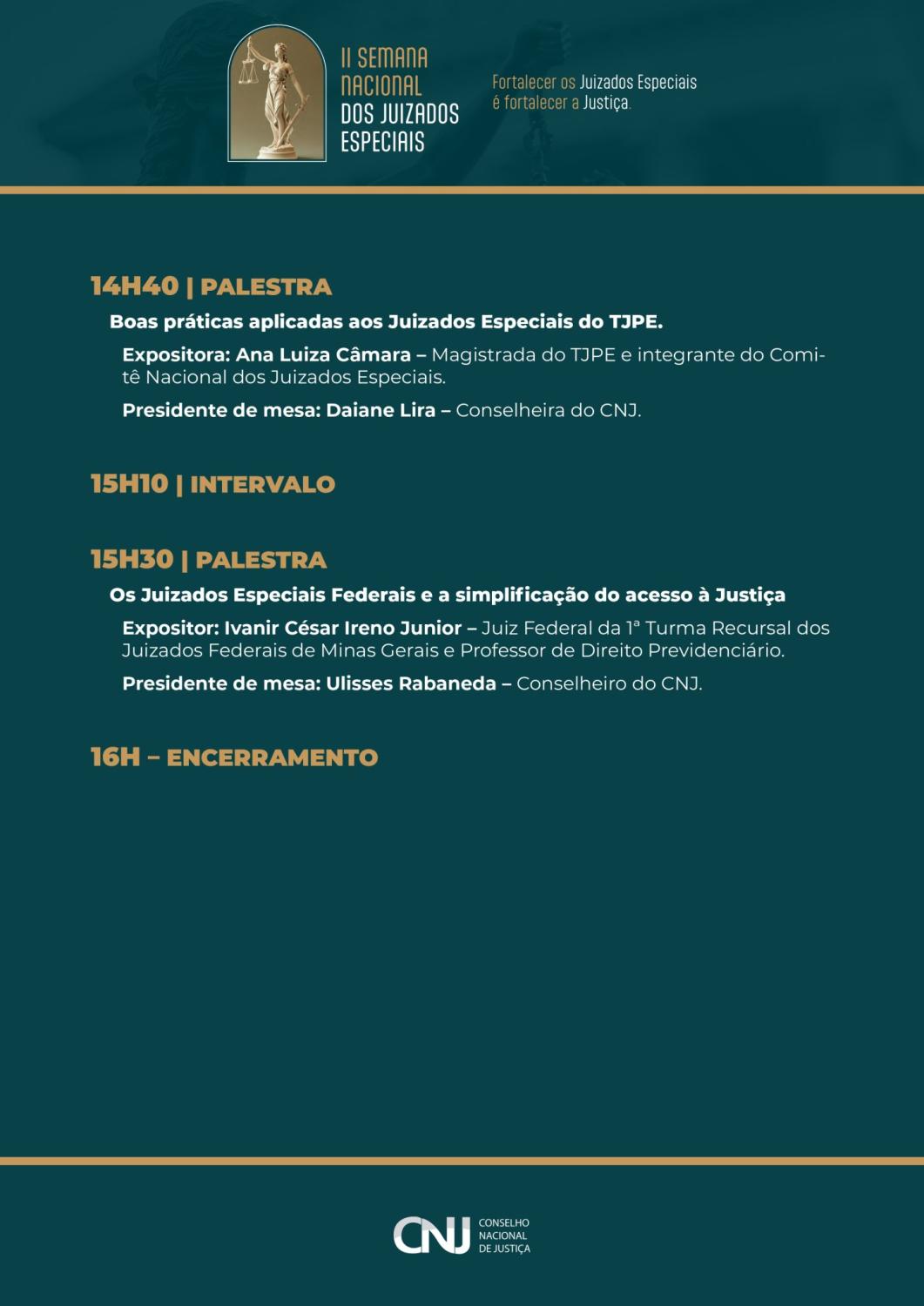 Programação da II Semana Nacional dos Juizados Especiais