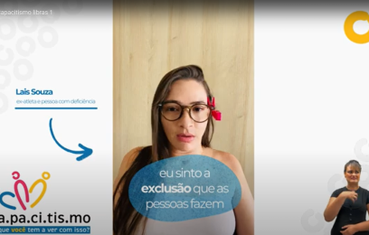 Foto de Lais Souza participando da campanha contra o capacitismo