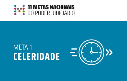 Banner das 11 Metas Nacionais do Poder Judiciário: Meta 1 - Celeridade