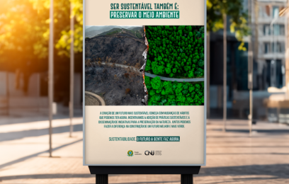 Propaganda num ônibus sobre sustentabilidade