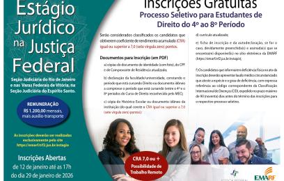 Cartaz do processo seletivo para estágio no curso de Direito