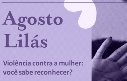 fundo lilar, mão no canto esquerdo como se pedisse para parar, letras em roxo